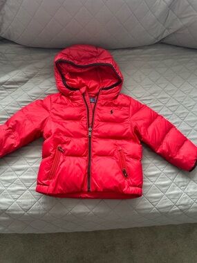 Ralph Lauren Red Puffer Hooded Kids Jacket
